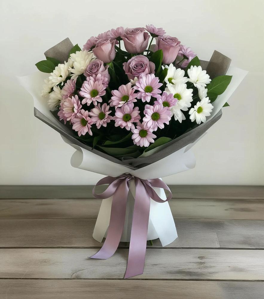 Букет цветов из: Хризантемы и Розы в Раевской