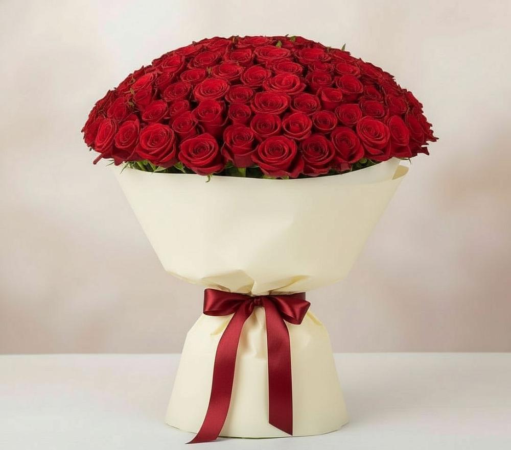 Букет 101 Красная роза Милано в Раевской