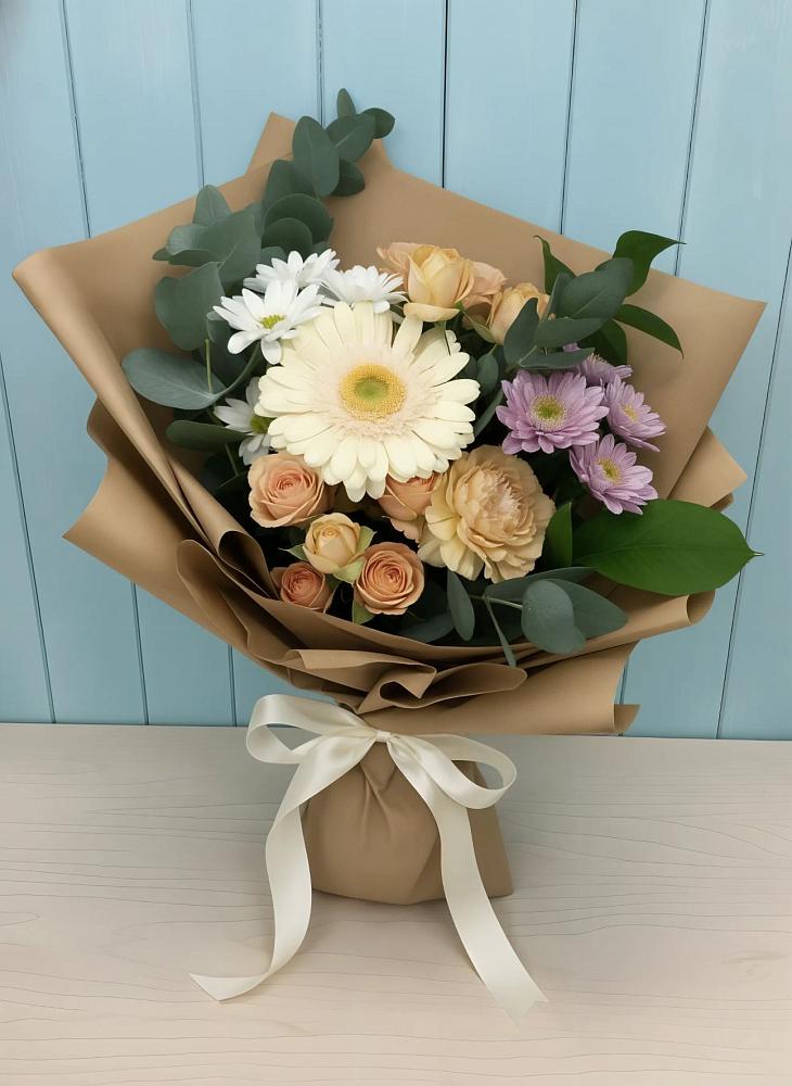 Букет цветов из: Герберы и Хризантемы в Раевской