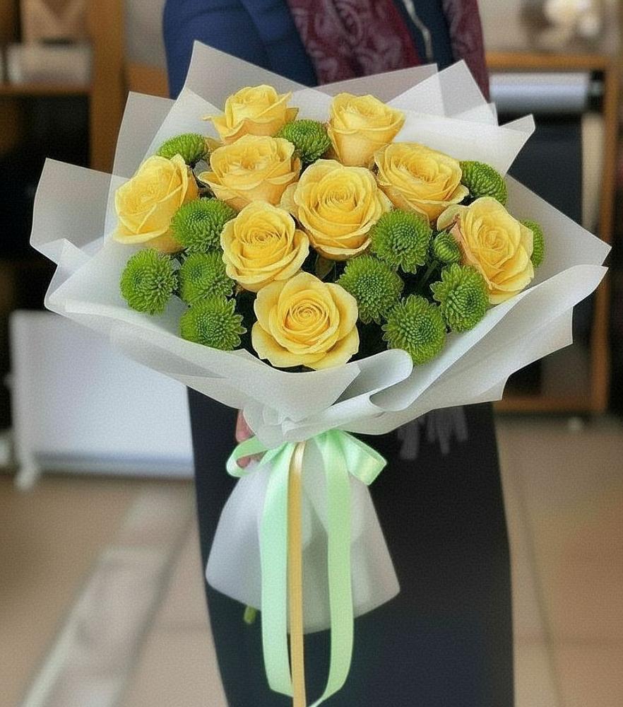 Букет цветов из: Хризантемы и Розы в Раевской