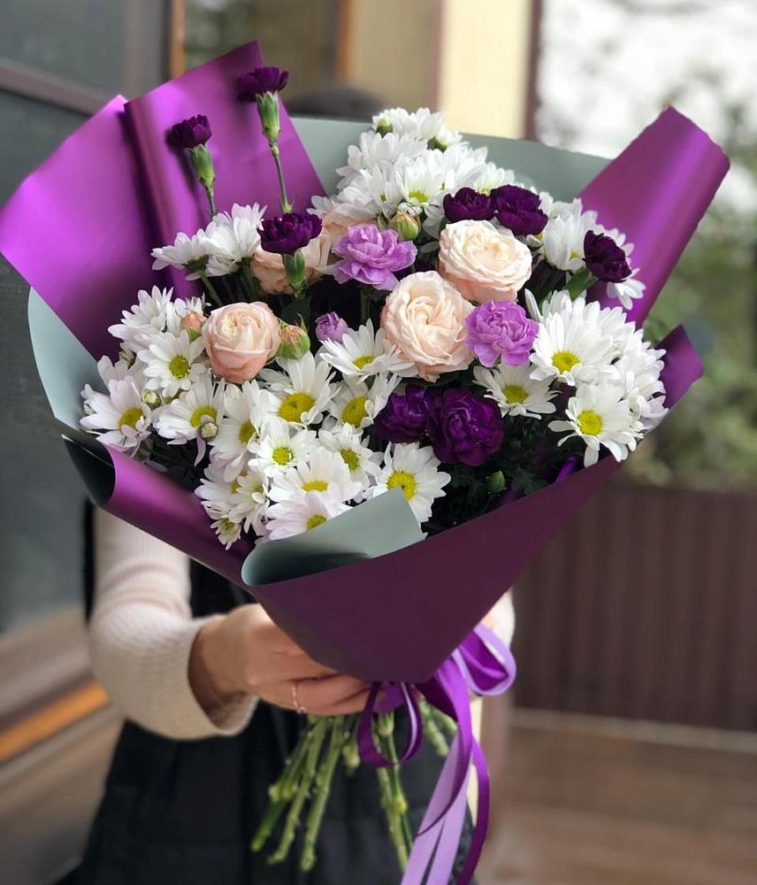 Букет цветов из: Хризантемы, Гвоздики и Розы в Раевской