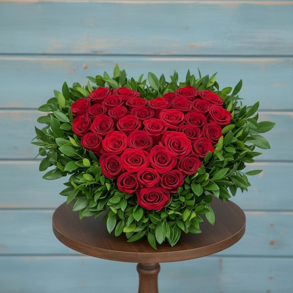 Цветочная композиция из Розы в виде сердца в Раевской