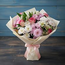 Букет цветов из:  Хризантемы, Альстромерии и Розы в Раевской