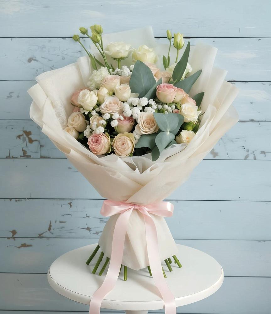 Букет цветов из: Розы и Лизиантусы в Раевской