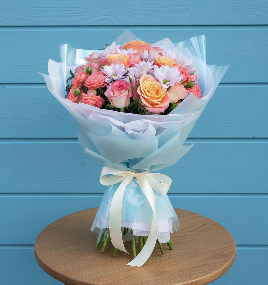 Букет цветов из: Хризантемы и Розы в Раевской