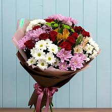 Букет цветов из:  Розы, Хризантемы и Альстромерии в Раевской