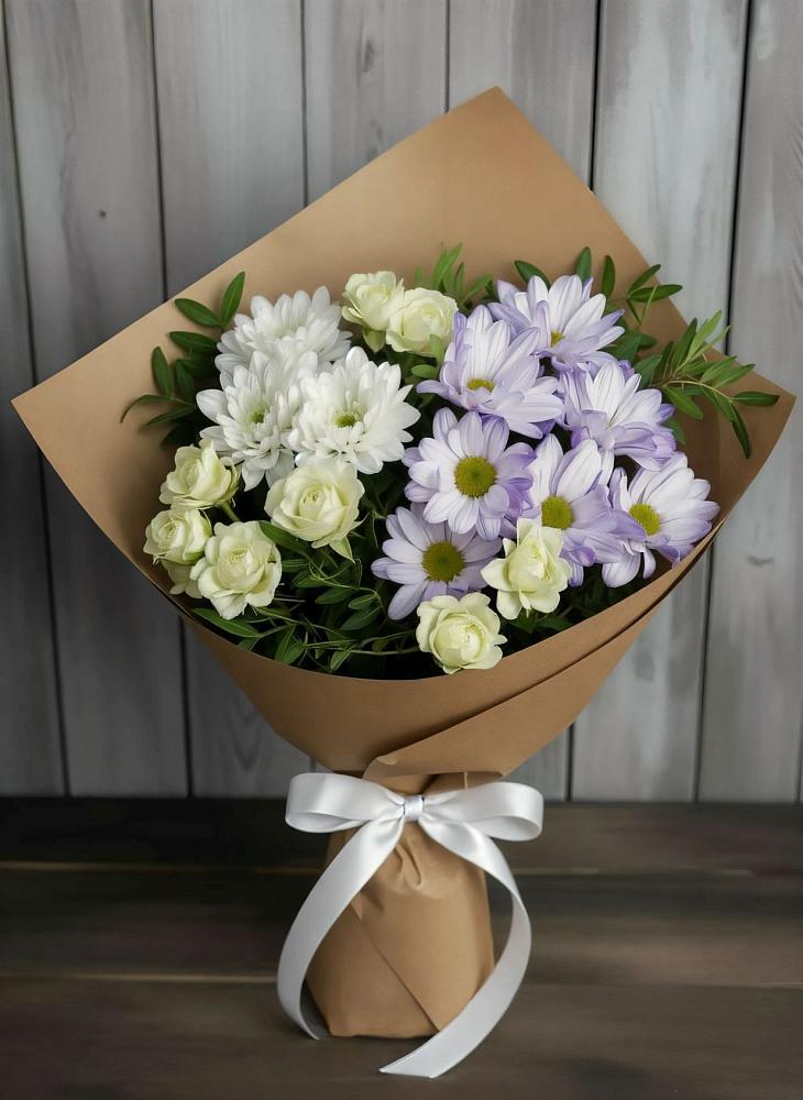 Букет цветов из: Хризантемы и Розы в Раевской